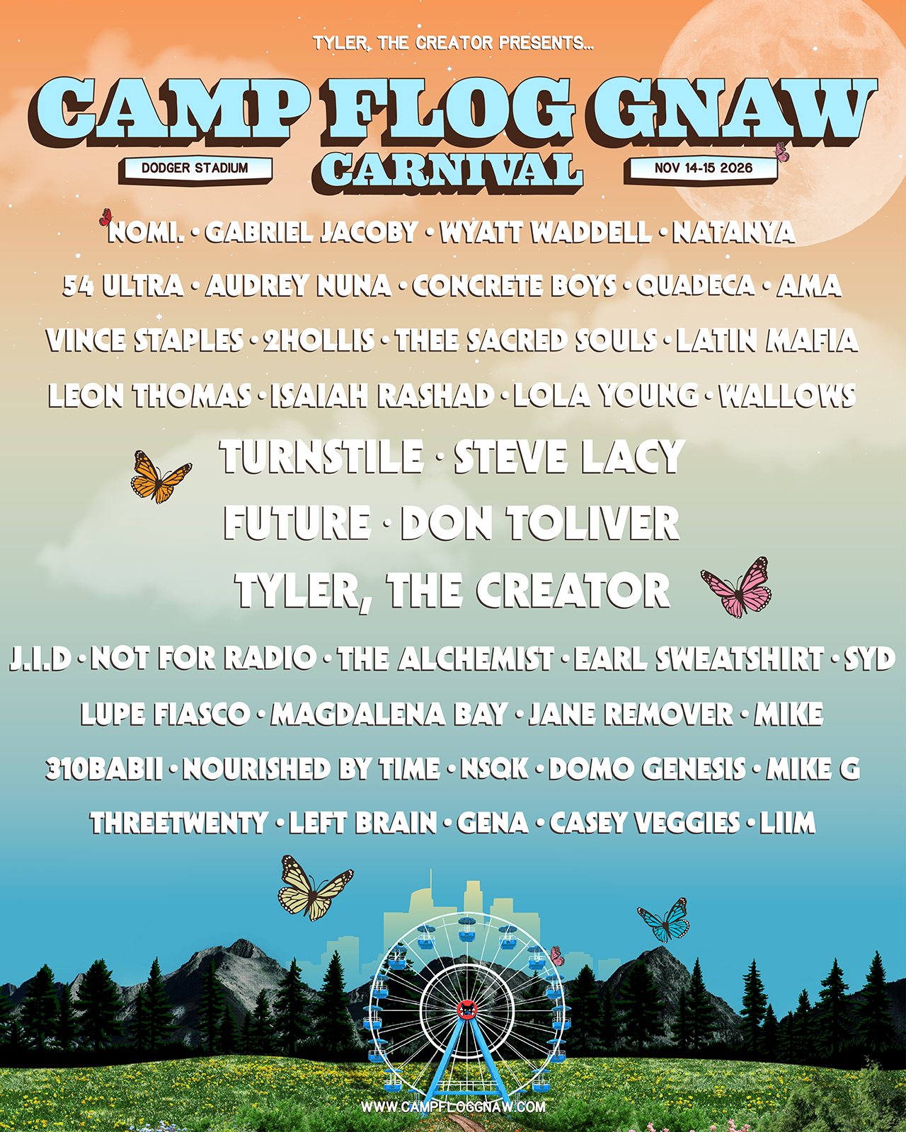 Camp Flog Gnaw reveals its 2026 lineup event artwork